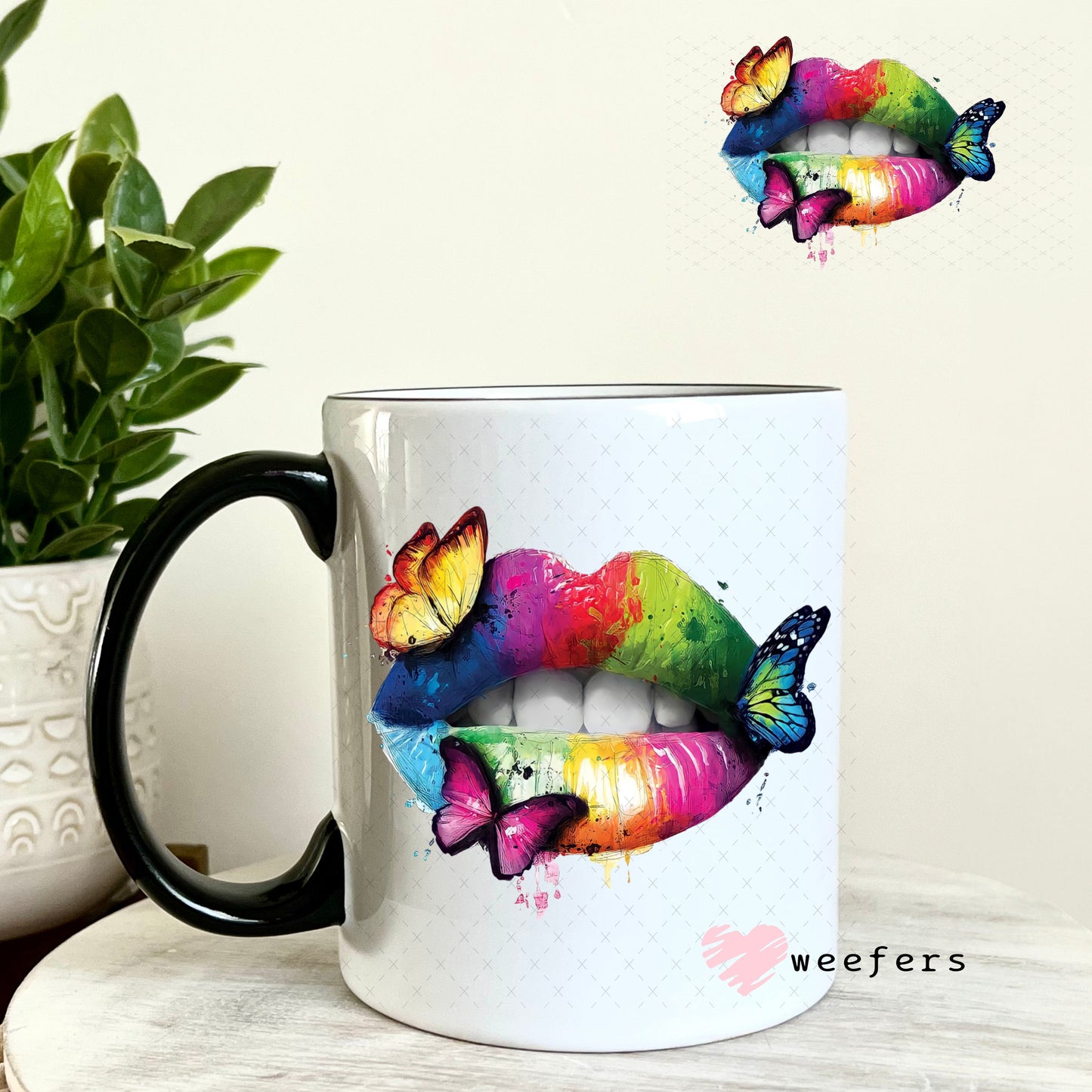 UV DTF Decal - Rainbow Lips 11oz Coffee Mug Weefers