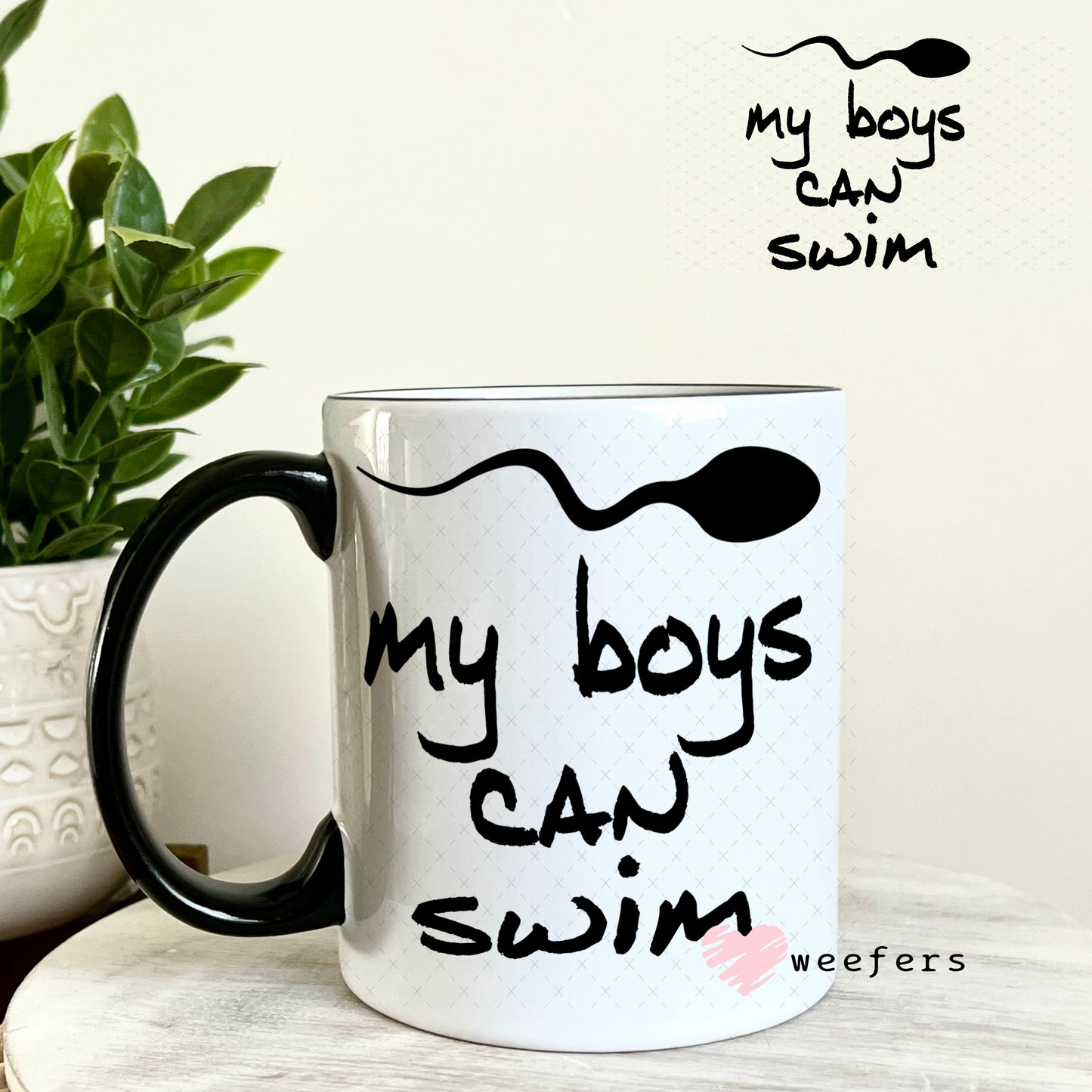 UV DTF Decal - My Boys Can Swim Pregnancy Announcement 11oz Coffee Mug Weefers
