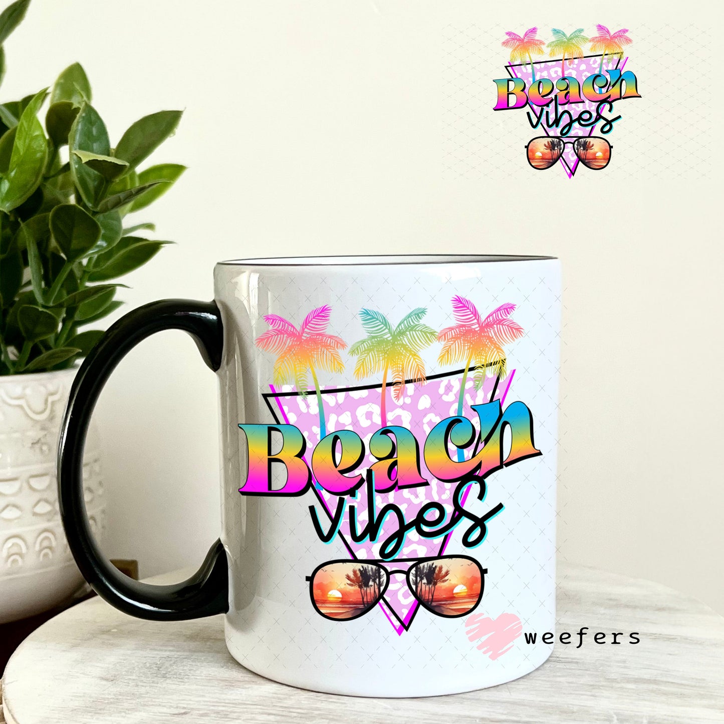 UV DTF Decal - Beach Vibes 11oz Coffee Mug Weefers