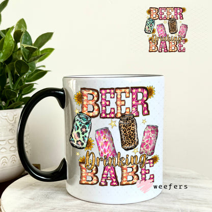 UV DTF Decal - Beer Drinking Babe 11oz Coffee Mug Weefers