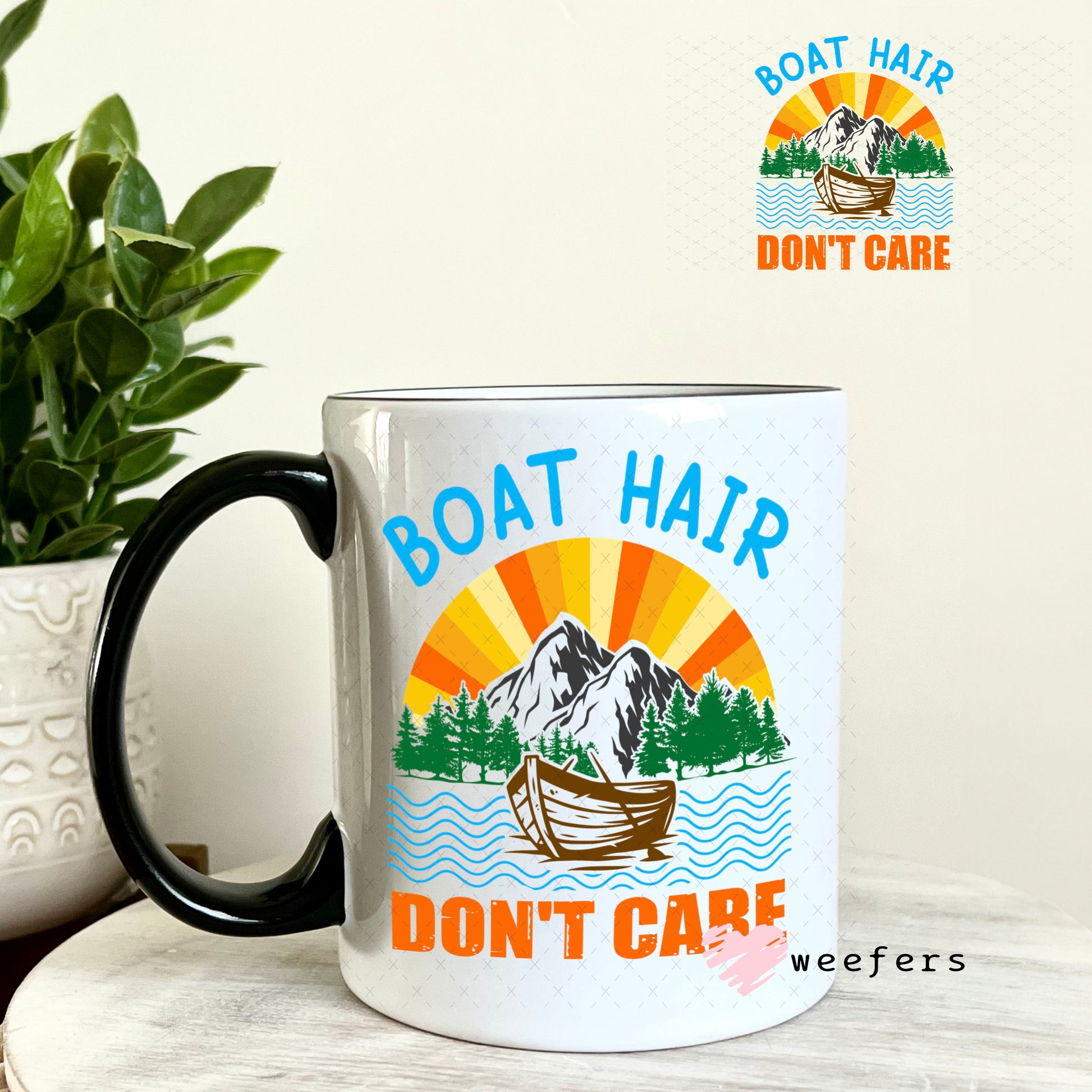 UV DTF Decal - Boat Hair Don't Care 11oz Coffee Mug Weefers