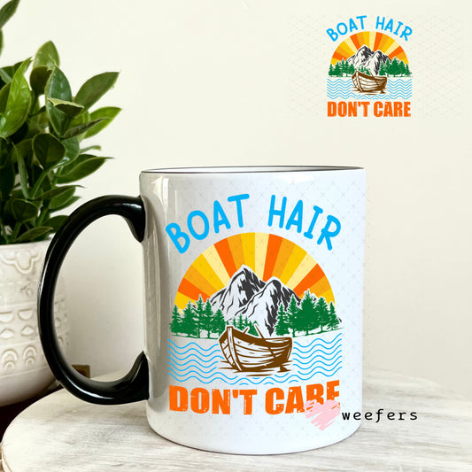 UV DTF Decal - Boat Hair Don't Care 11oz Coffee Mug Weefers