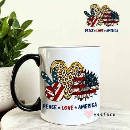 UV DTF Decal - Peace Love America 11oz Coffee Mug Weefers