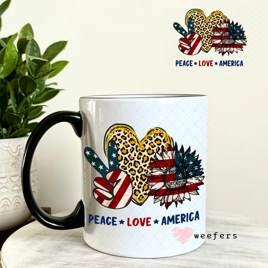 UV DTF Decal - Peace Love America 11oz Coffee Mug Weefers