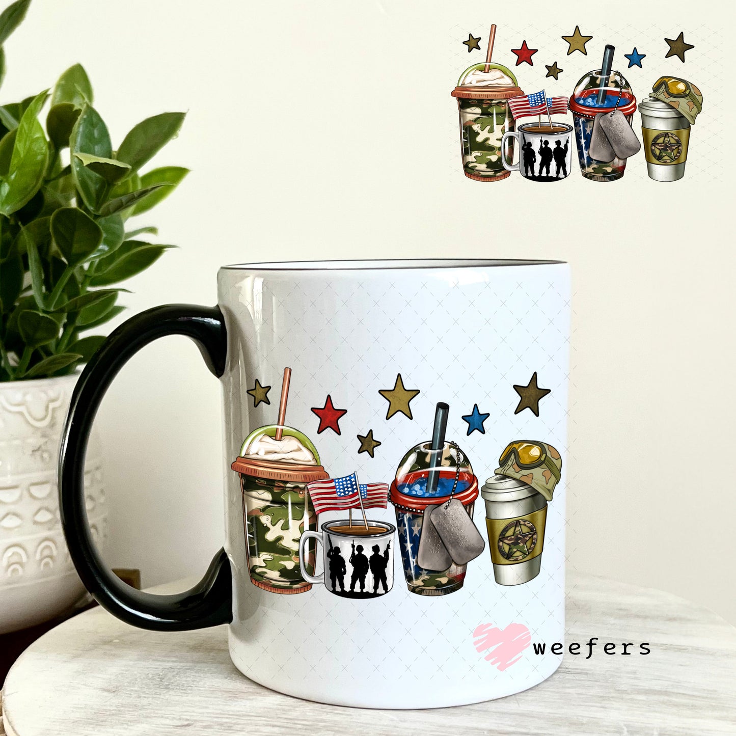 UV DTF Decal - Military Coffee 11oz Coffee Mug Weefers