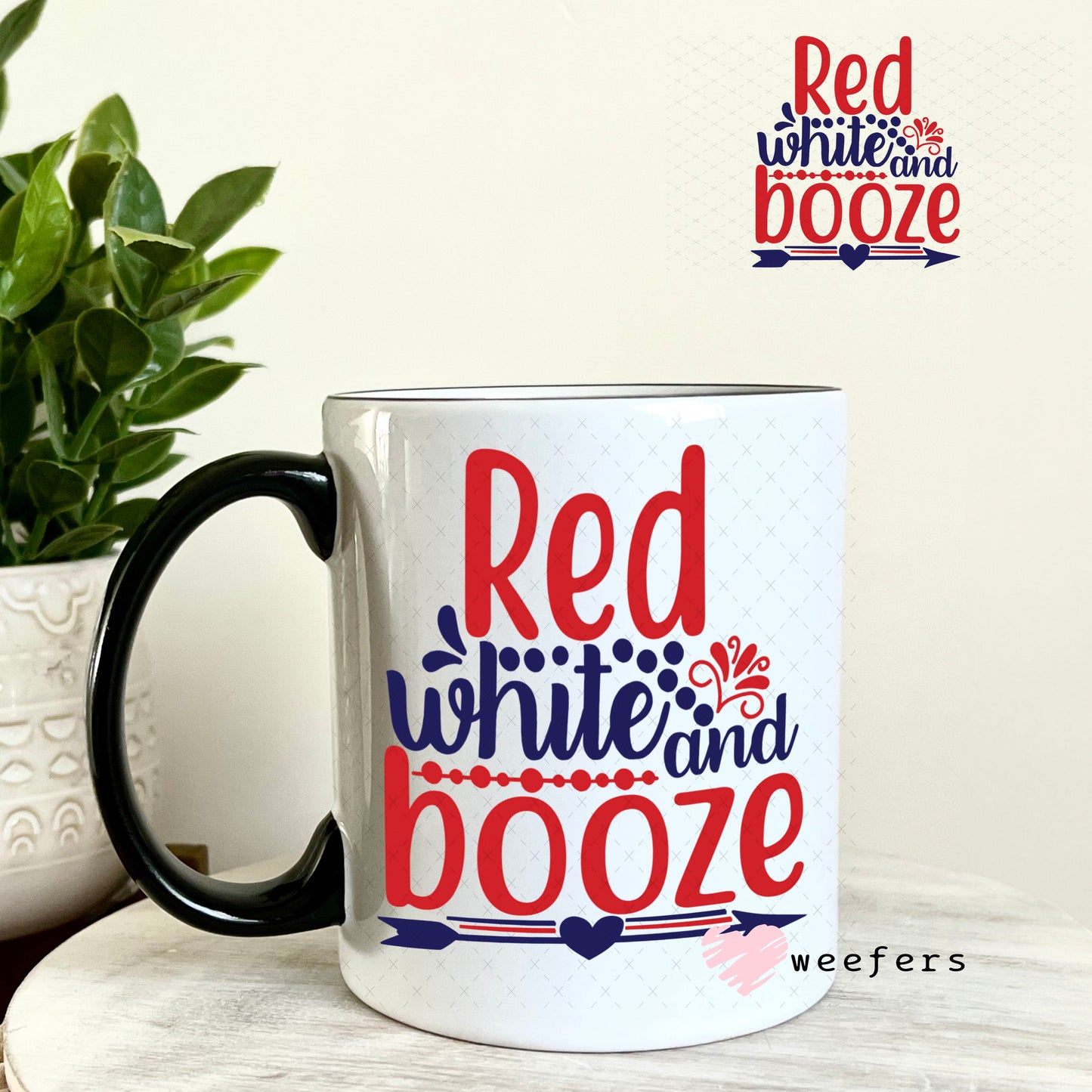 UV DTF Decal - Red White and Booze 11oz Coffee Mug Weefers