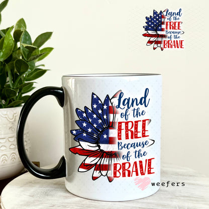 UV DTF Decal - Land of the Free Because of the Brave 11oz Coffee Mug Weefers