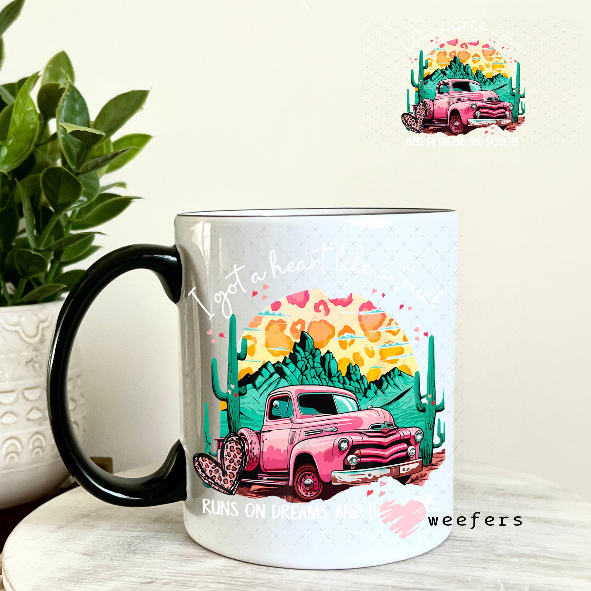UV DTF Decal - Heart Like a Truck 11oz Coffee Mug Weefers