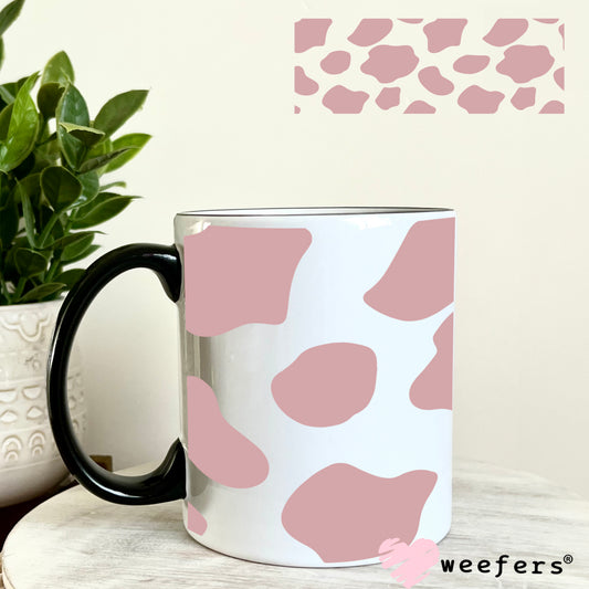 Mauve Cow Print UV DTF Cup Wrap 11oz Coffee Mug Weefers
