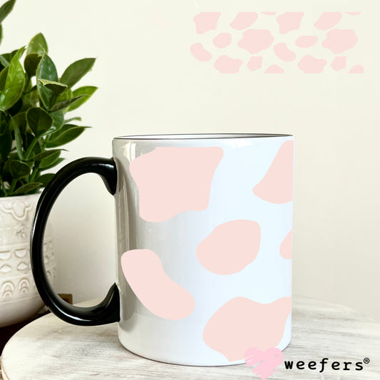 Baby Pink Cow Print UV DTF Cup Wrap 11oz Coffee Mug Weefers