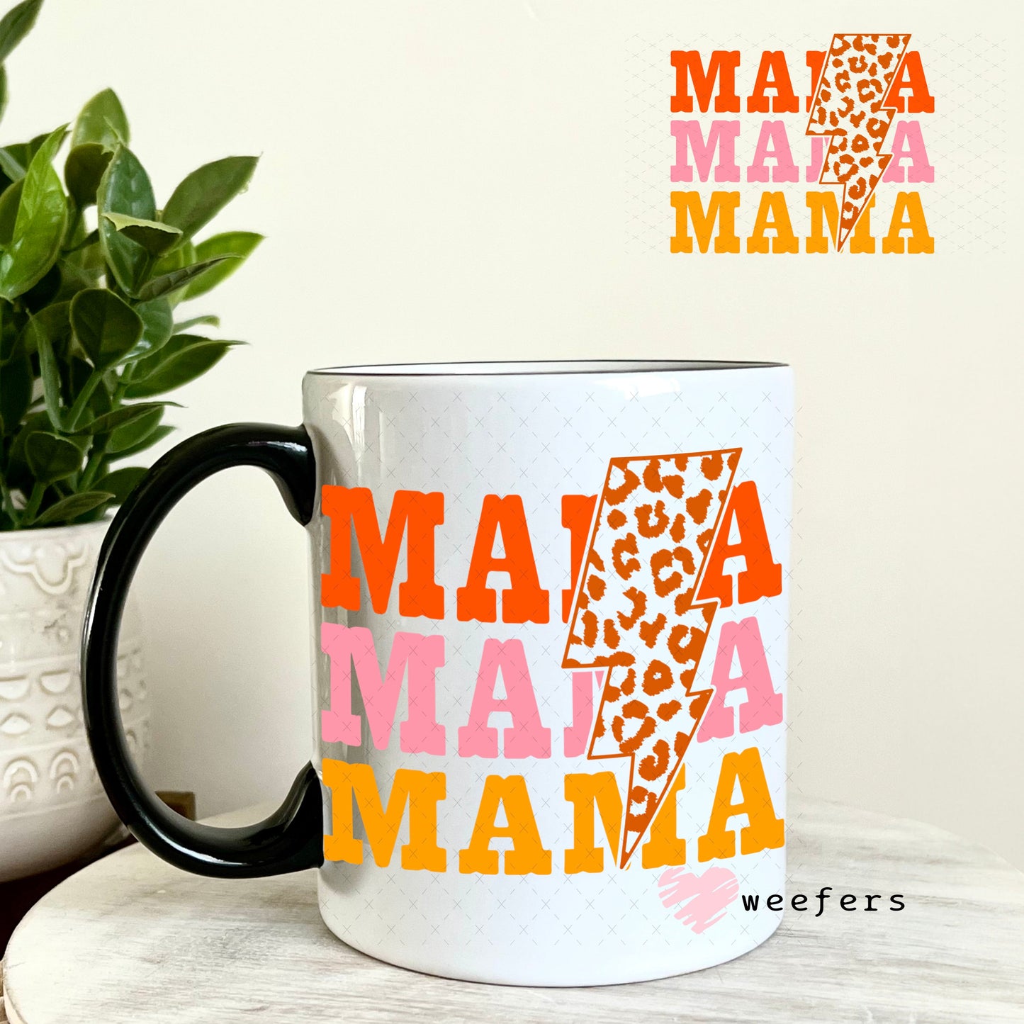 UV DTF Decal - Mama Pink Peach 11oz Coffee Mug Weefers