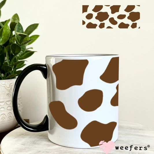 UV DTF Cup Wraps - Brown Cow Print 11oz Coffee Mug Weefers