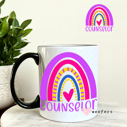 UV DTF Decal - Counselor Rainbow 11oz Coffee Mug Weefers