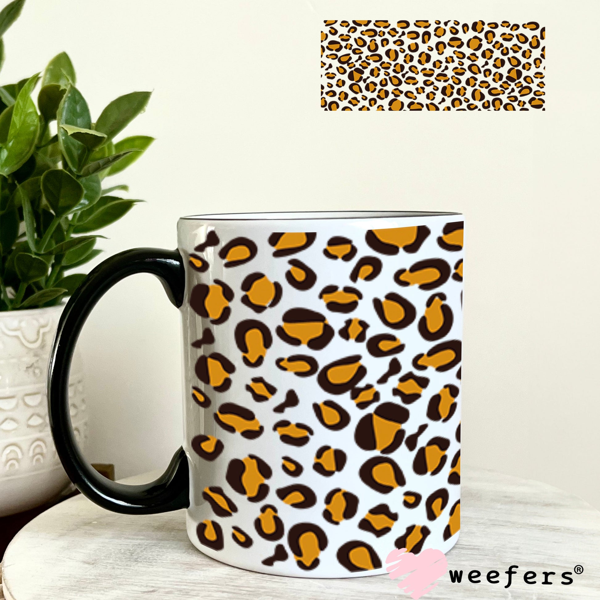 UV DTF Cup Wraps - Brown Cheetah Print 11oz Coffee Mug Weefers