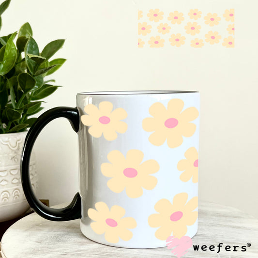 UV DTF Cup Wraps - Peach Daisies 11oz Coffee Mug Weefers