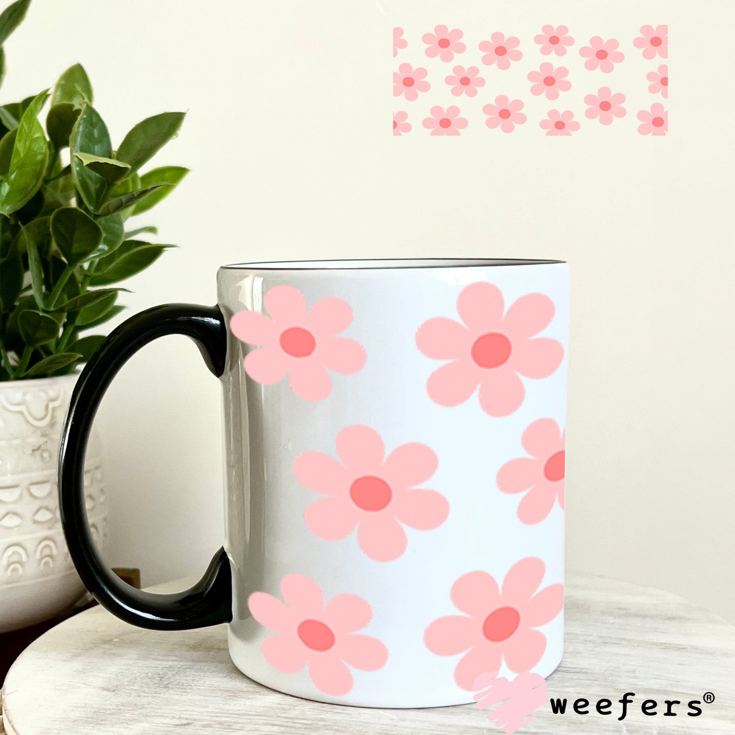 UV DTF Cup Wraps - Pink Daisies 11oz Coffee Mug Weefers