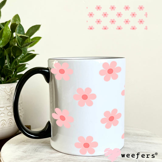 UV DTF Cup Wraps - Small Pink Daisies 11oz Coffee Mug Weefers