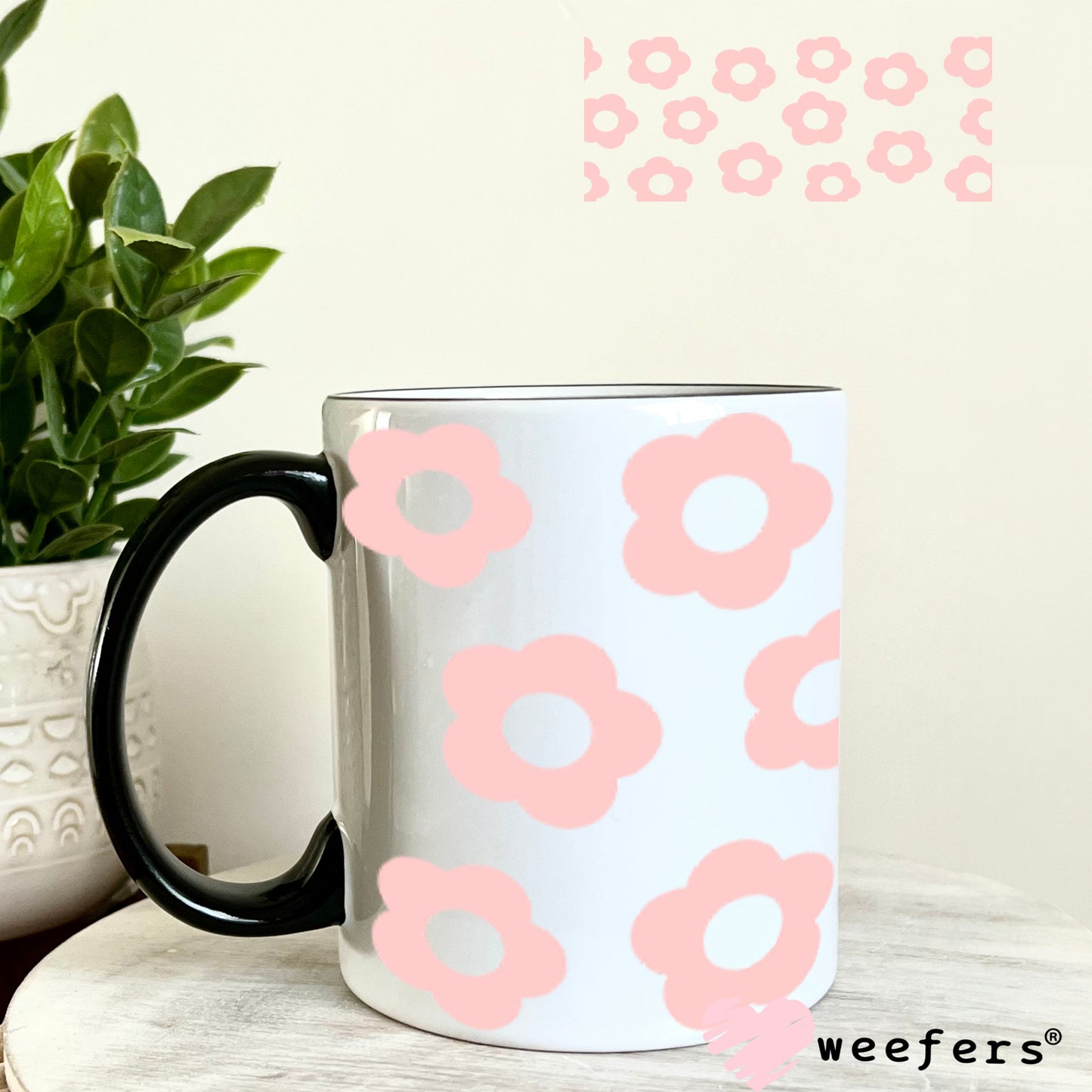 UV DTF Cup Wraps - Blush Daisies 11oz Coffee Mug Weefers