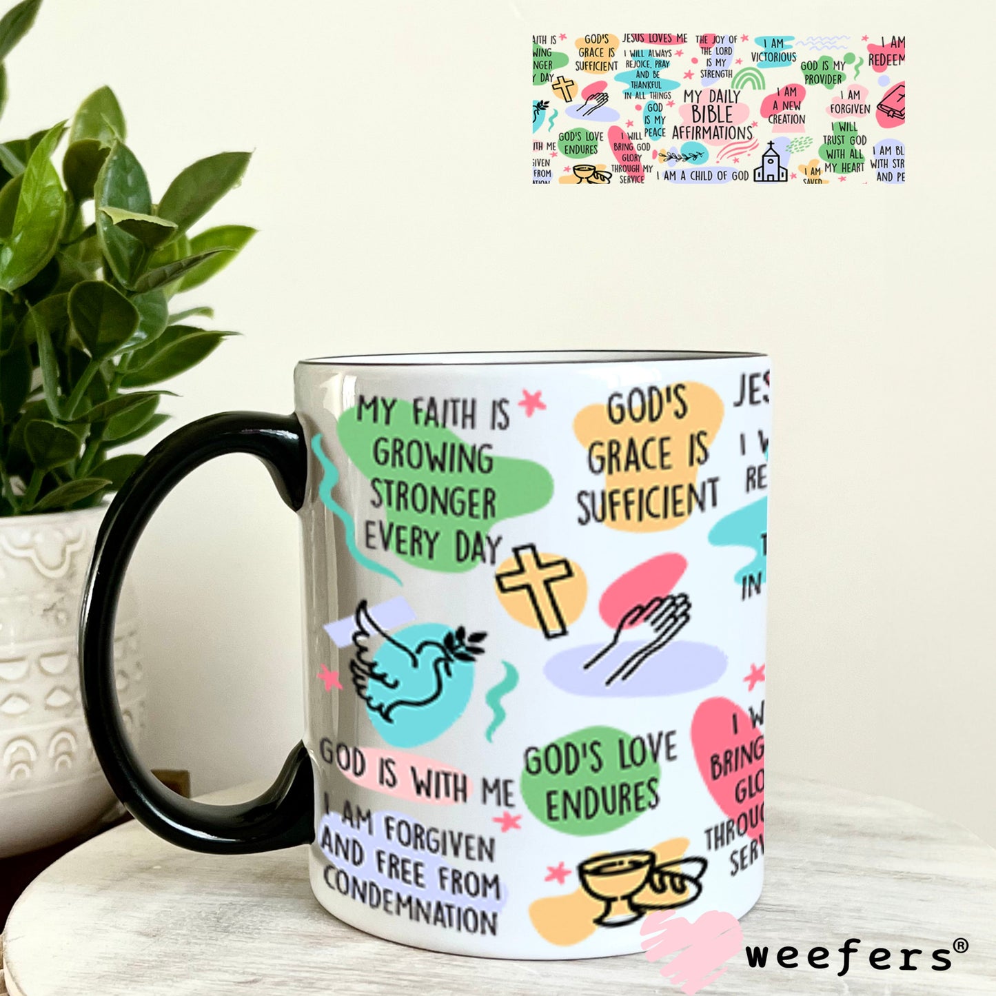 UV DTF Cup Wraps - My Daily Bible Affirmations 11oz Coffee Mug Weefers