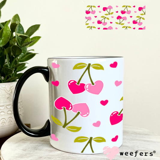 UV DTF Cup Wraps - Cherry Hearts 11oz Coffee Mug Weefers