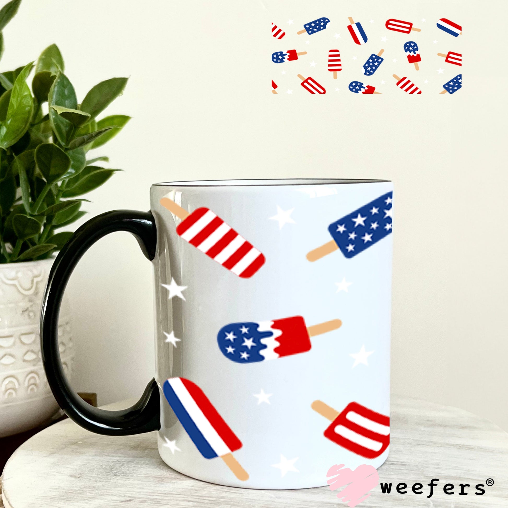 UV DTF Cup Wraps - Red White Blue Popsicles 11oz Coffee Mug Weefers
