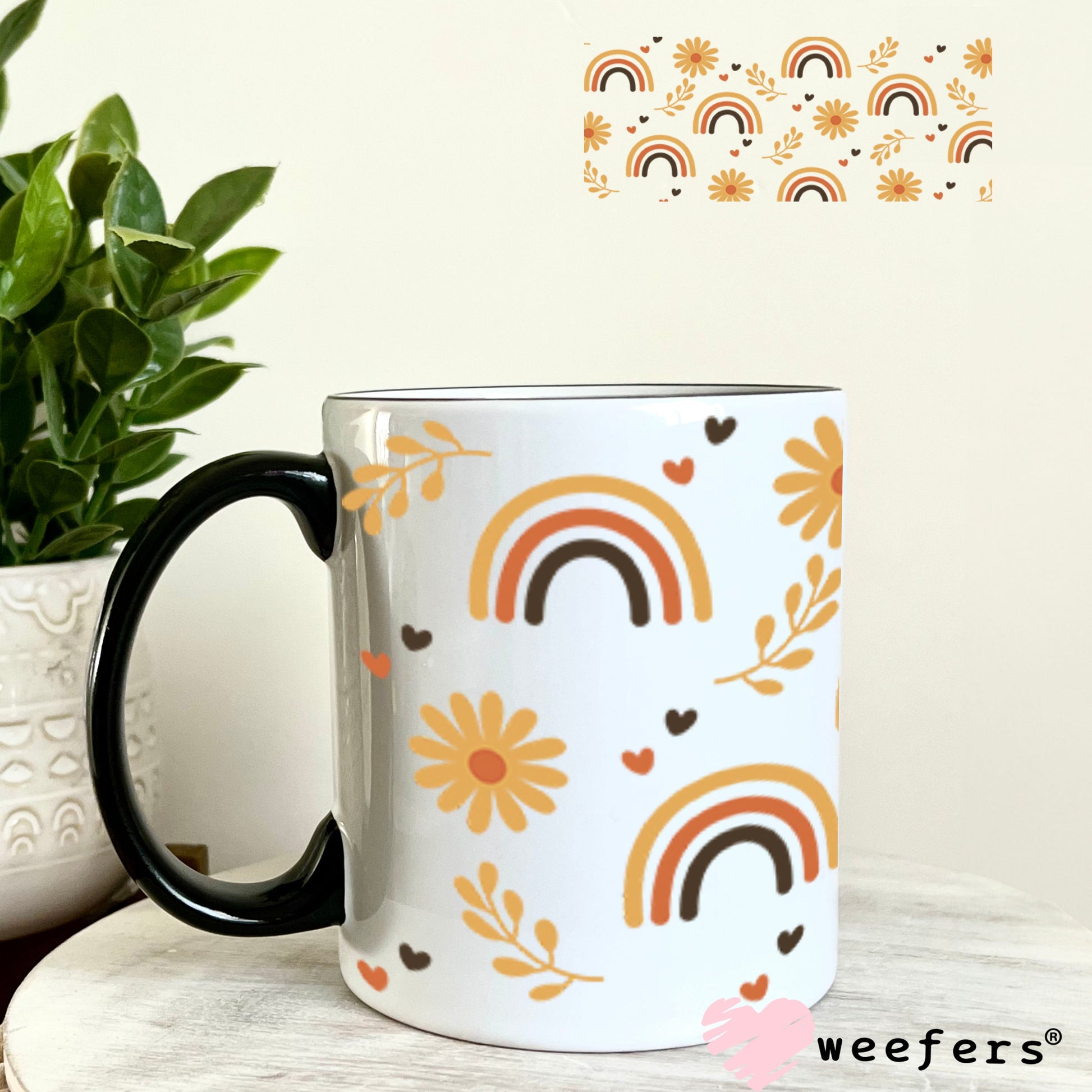 UV DTF Cup Wraps - Boho Rainbows 11oz Coffee Mug Weefers