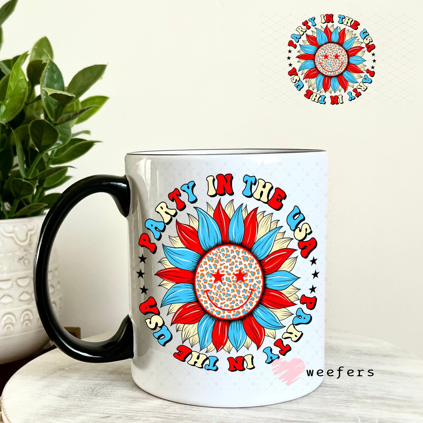 UV DTF Decal - Party in the USA 11oz Coffee Mug Weefers