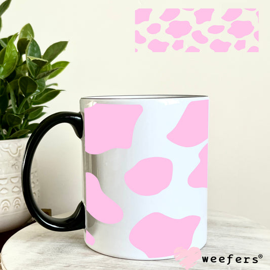 Pink Cow Print UV DTF Cup Wrap 11oz Coffee Mug Weefers