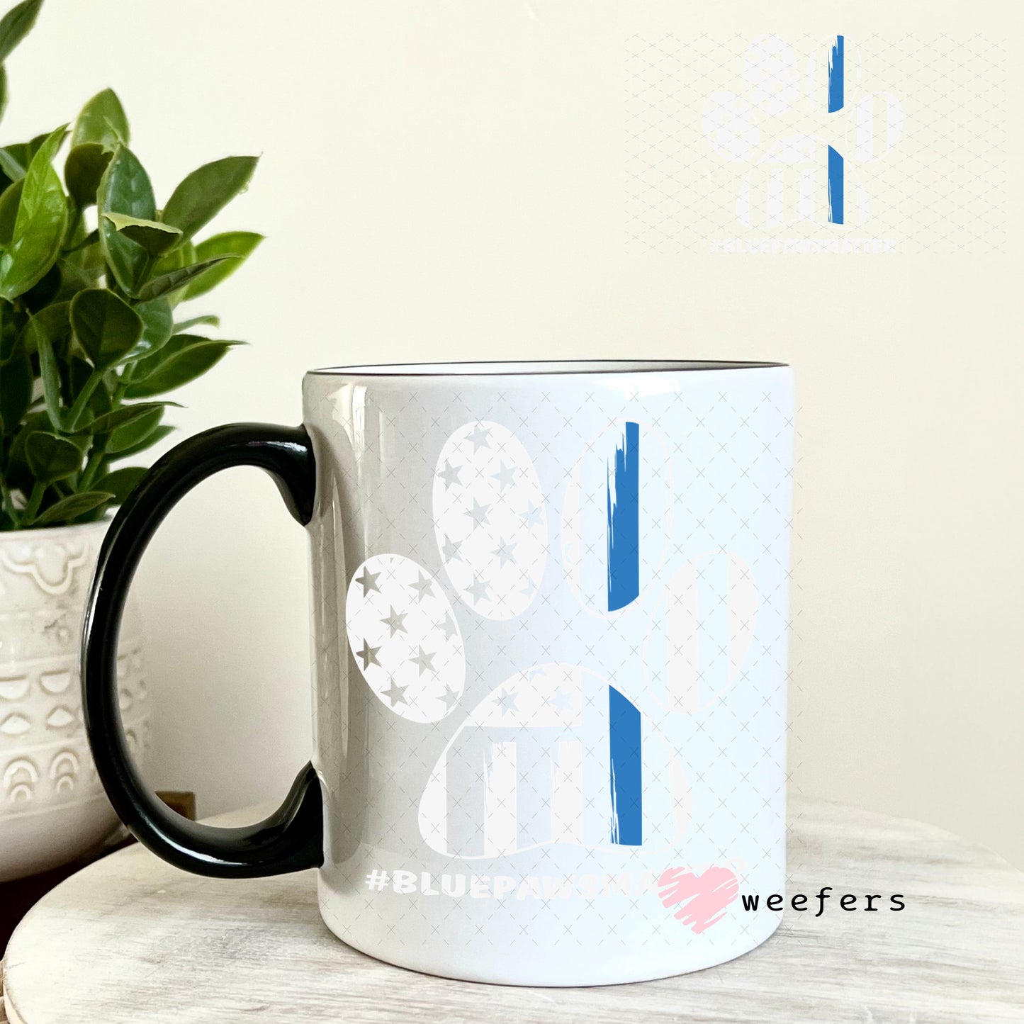 UV DTF Decal - Blue Paws Matter Police 11oz Coffee Mug Weefers