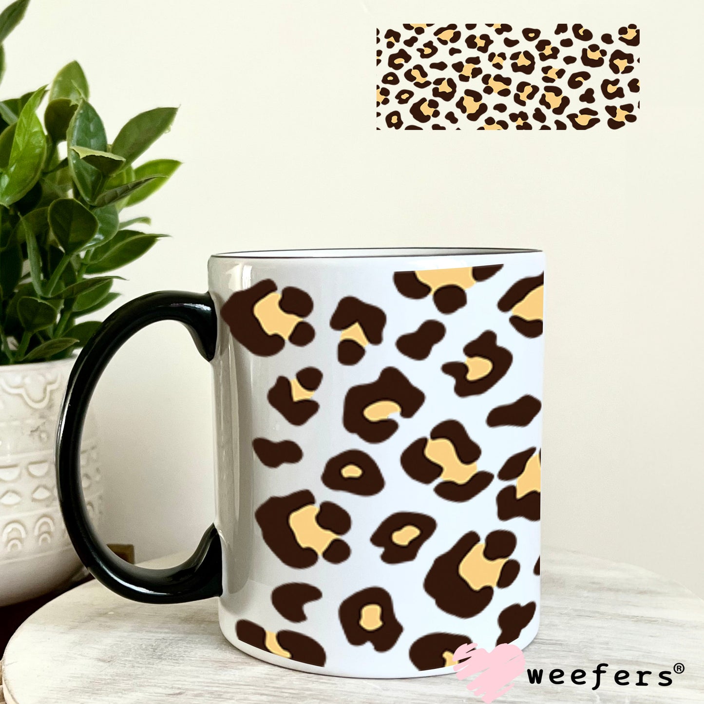 UV DTF Cup Wraps - Beige Cheetah Print 11oz Coffee Mug Weefers