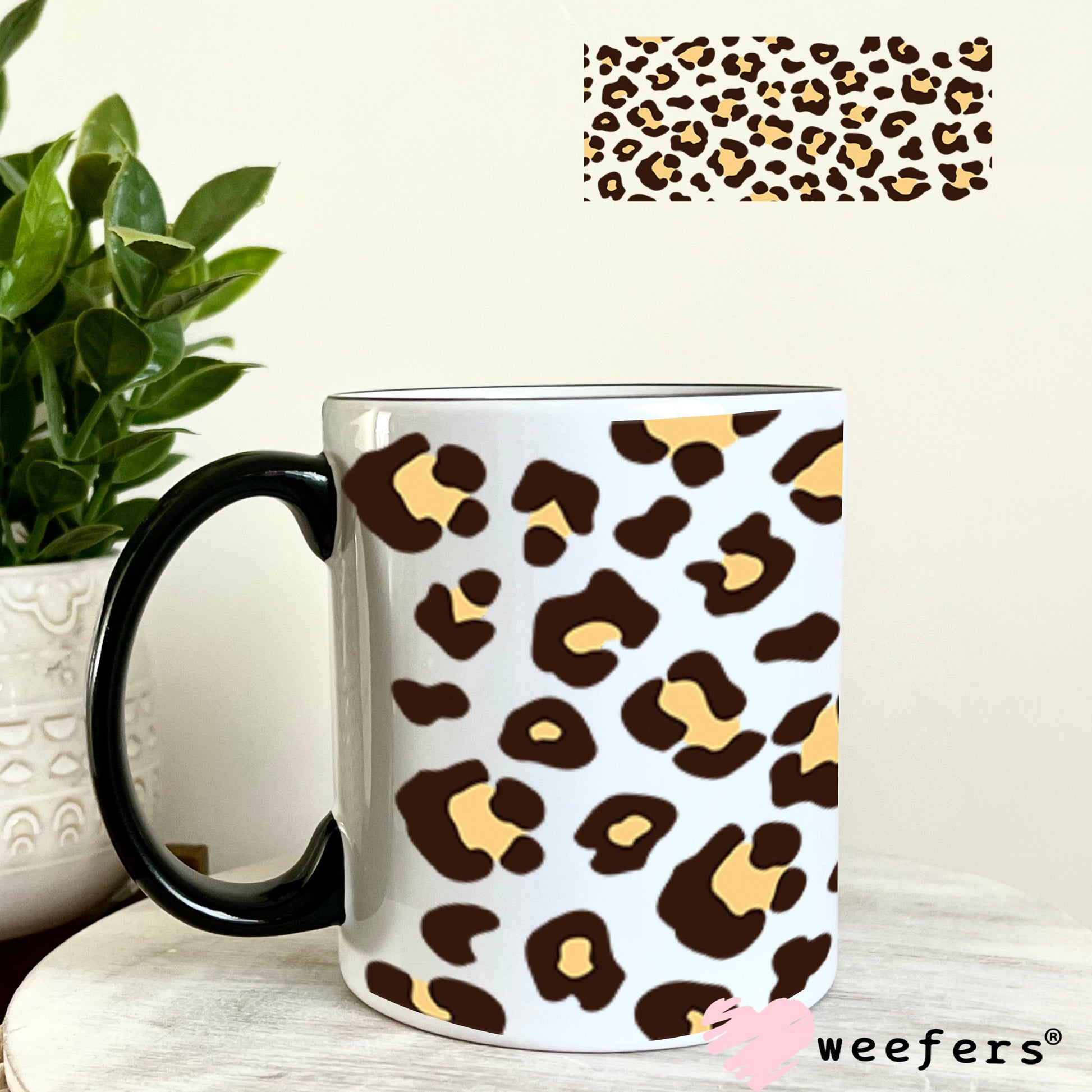 UV DTF Cup Wraps - Beige Cheetah Print 11oz Coffee Mug Weefers