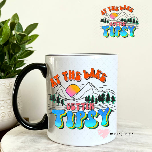 UV DTF Decal - At the Lake Gettin Tipsy 11oz Coffee Mug Weefers