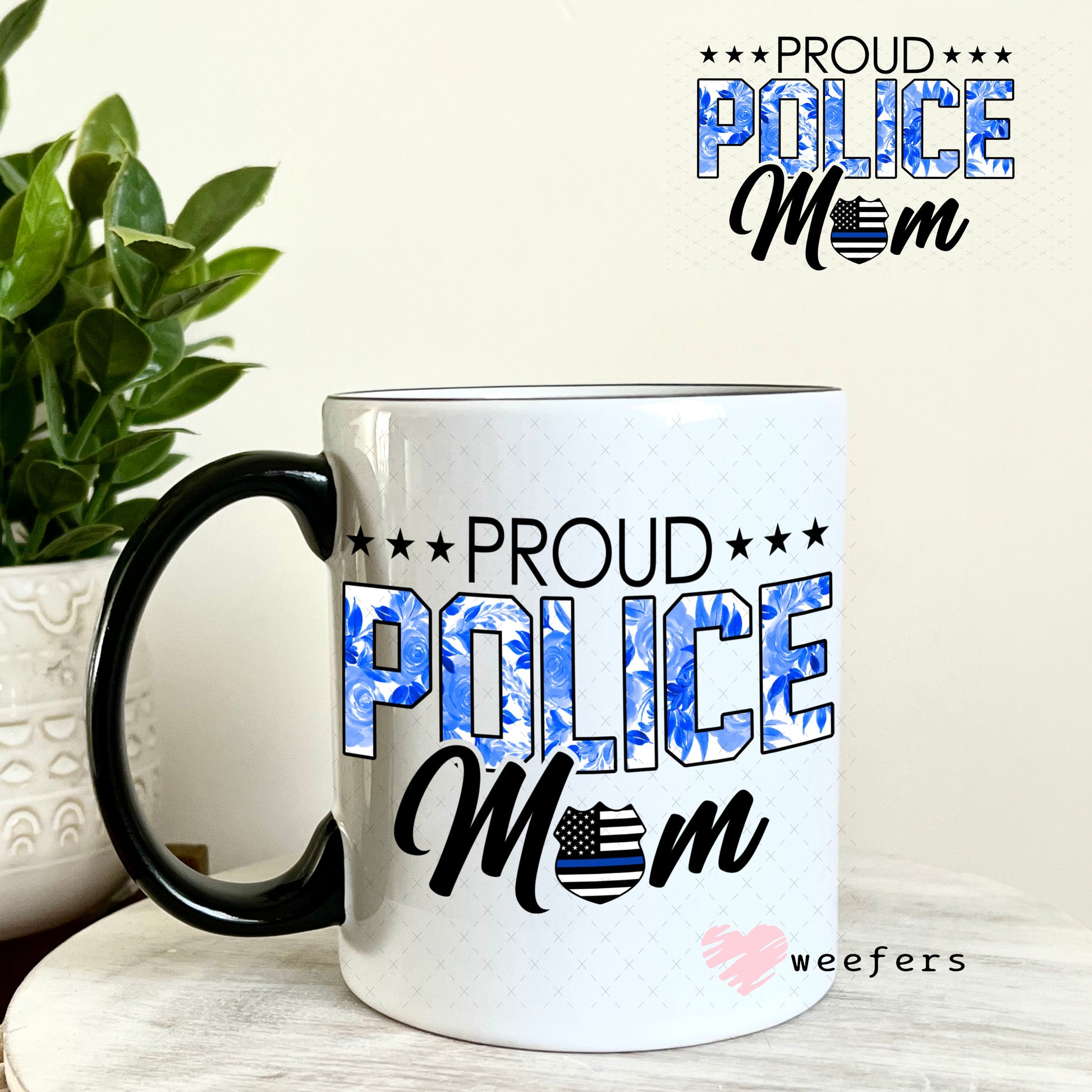 UV DTF Decal - Proud Police Mom 11oz Coffee Mug Weefers