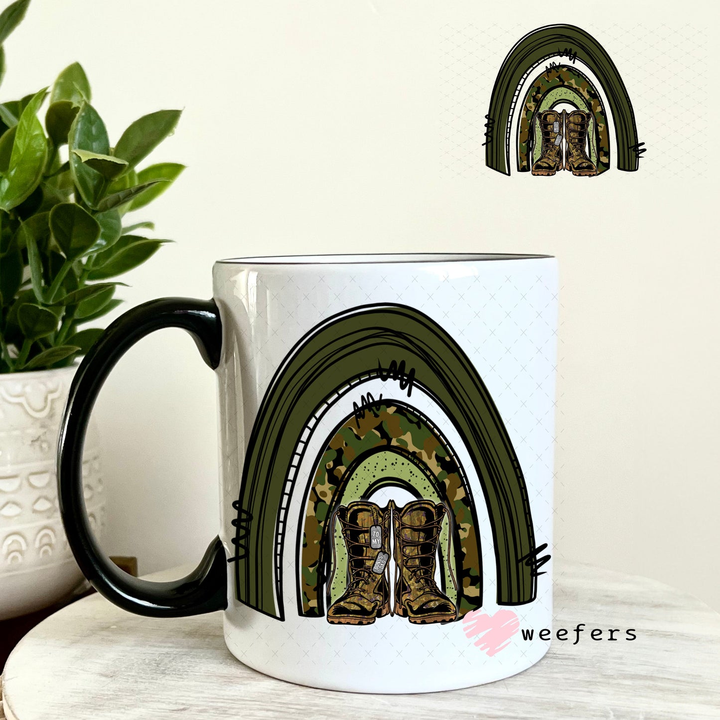 UV DTF Decal - Military To My Bonus Dad 11oz Coffee Mug Weefers