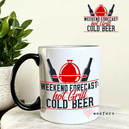 UV DTF Decal - Weekend Forecast Hot Grill Cold Beer 11oz Coffee Mug Weefers