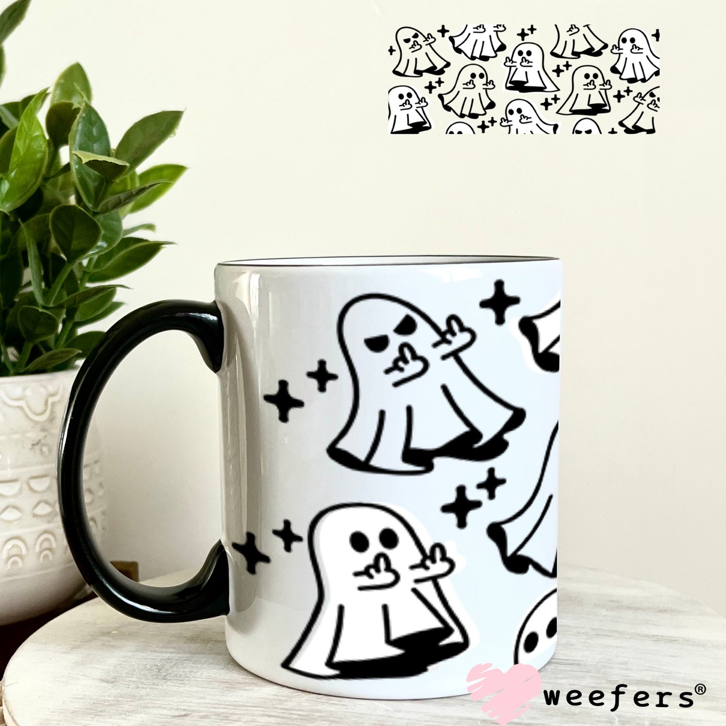 UV DTF Cup Wraps - Middle Finger Ghosts 11oz Coffee Mug Weefers