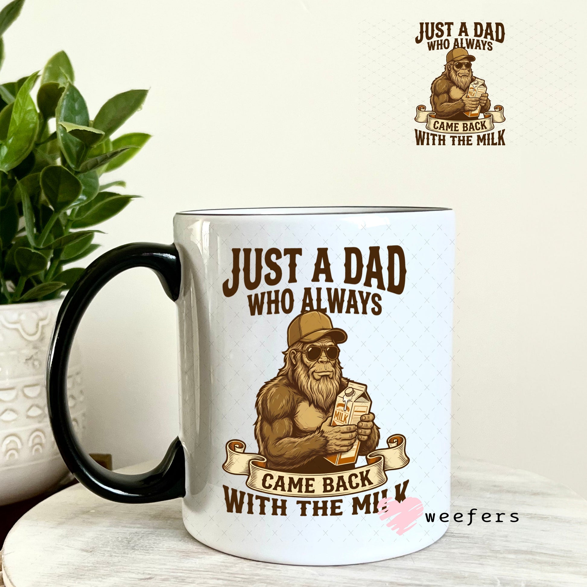UV DTF Decal - Just a Dad Who Always Came Back With The Milk 11oz Coffee Mug Weefers
