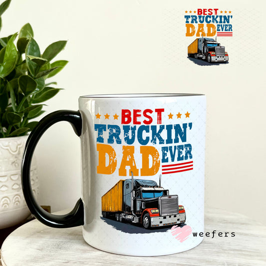 UV DTF Decal - Best Truckin' Dad Ever 11oz Coffee Mug Weefers