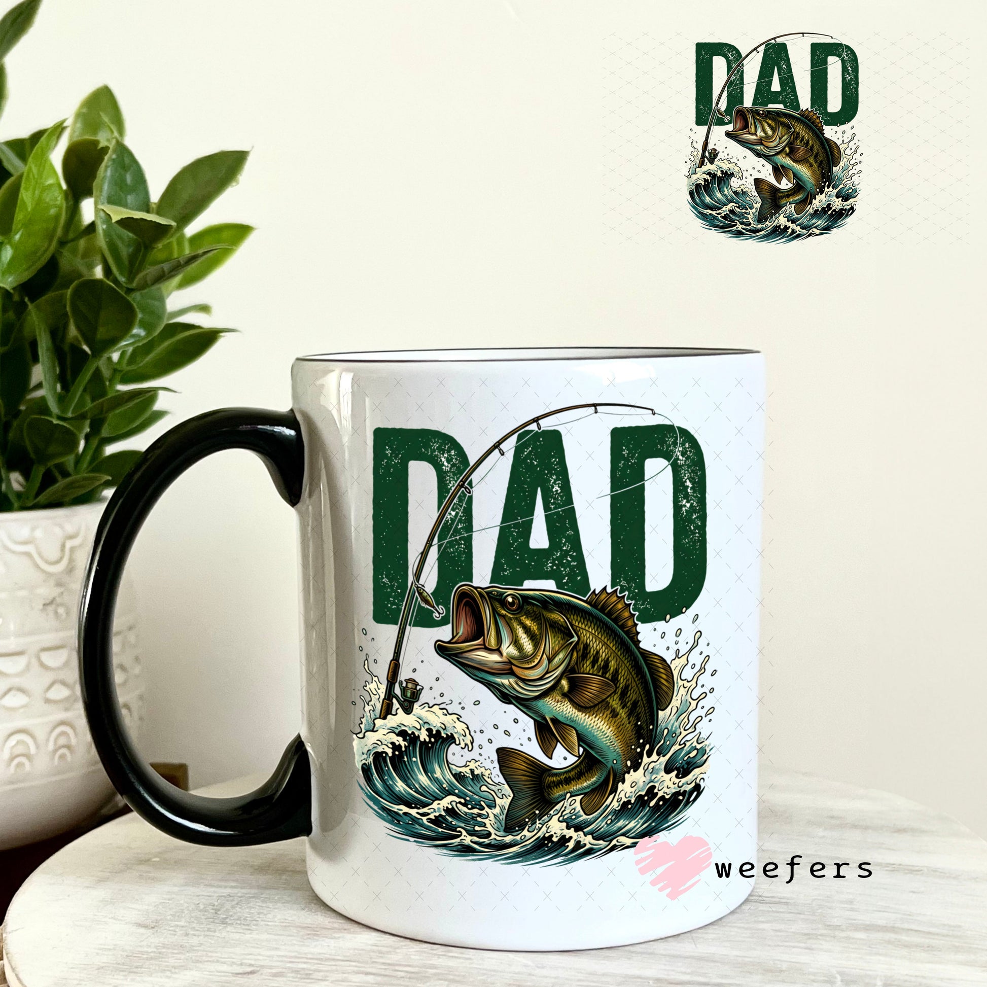 UV DTF Decal - Dad Fishing 11oz Coffee Mug Weefers