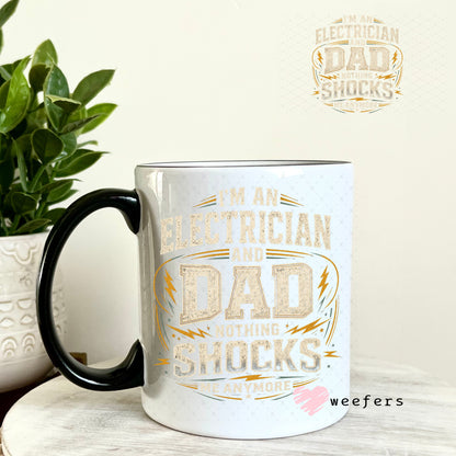 UV DTF Decal - I'm an Electrician and Dad Cream 11oz Coffee Mug Weefers