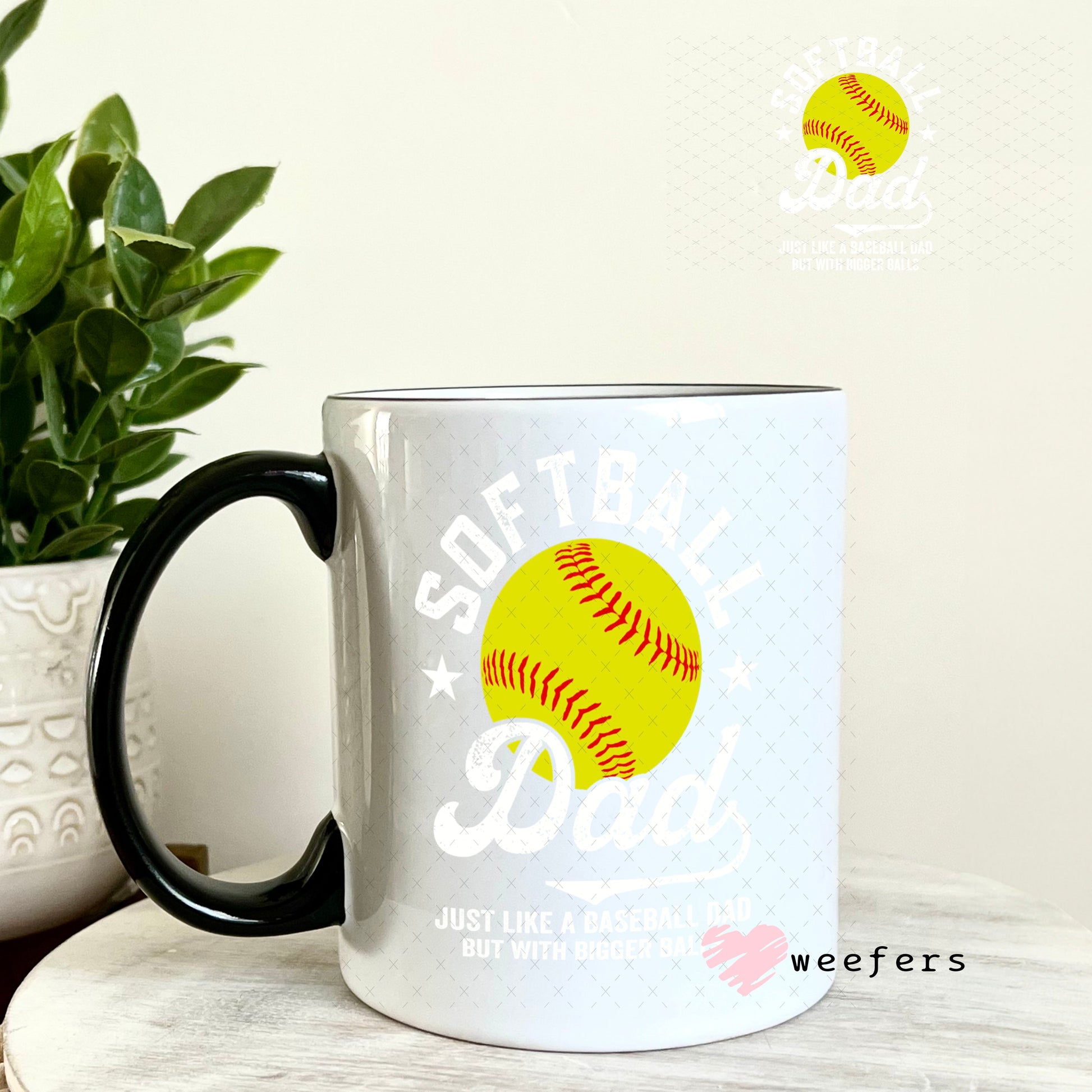 UV DTF Decal - Softball Dad 11oz Coffee Mug Weefers