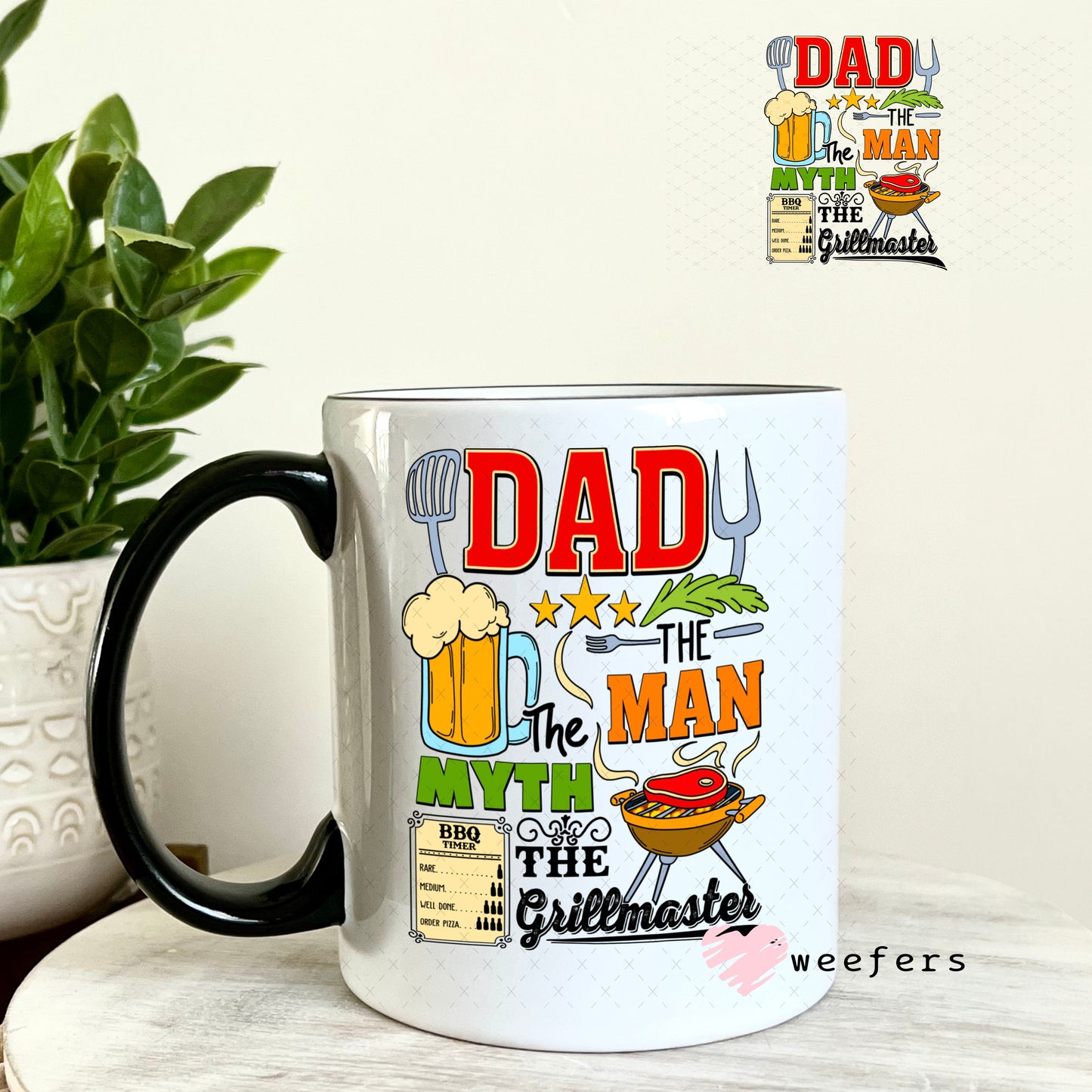 UV DTF Decal - Dad the Man The Grillmaster 11oz Coffee Mug Weefers