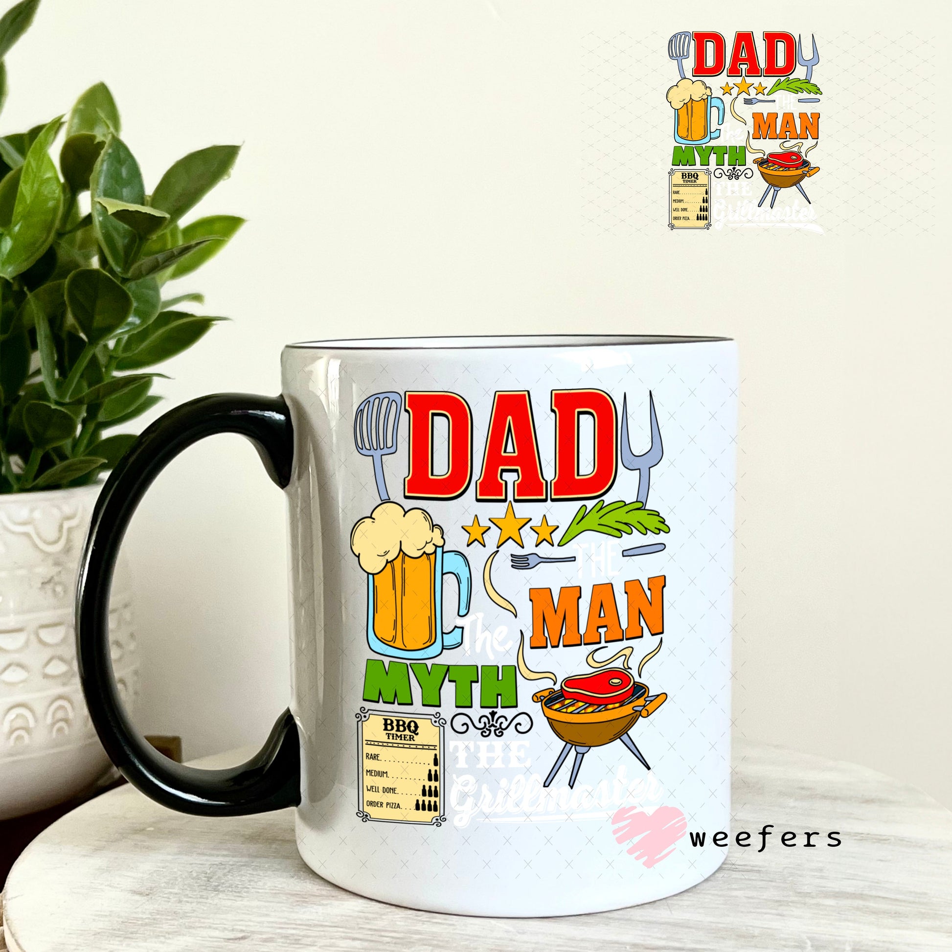 UV DTF Decal - Dad the Man The Grillmaster White 11oz Coffee Mug Weefers