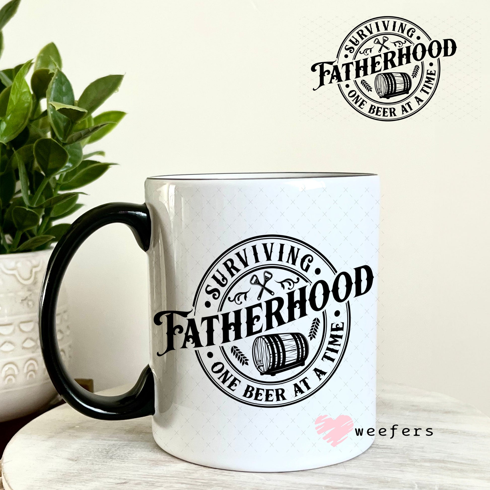 UV DTF Decal - Surviving Fatherhood One Beer at a Time 11oz Coffee Mug Weefers