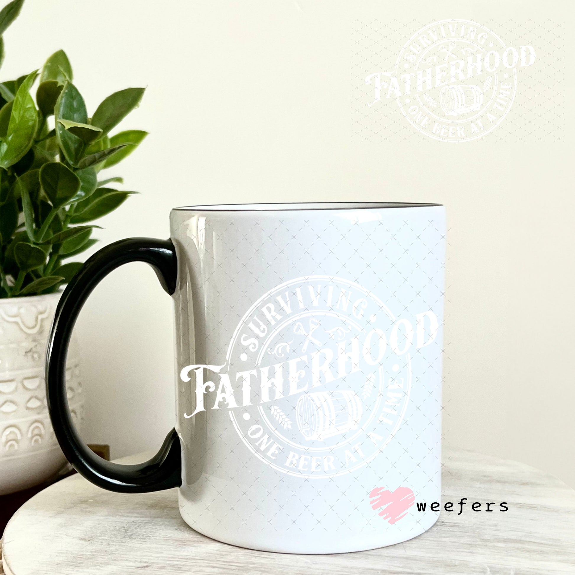 UV DTF Decal - Surving Fathhood One Beer at a Time White 11oz Coffee Mug Weefers