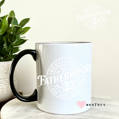 UV DTF Decal - Surving Fathhood One Beer at a Time White 11oz Coffee Mug Weefers