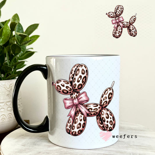 UV DTF Decal - Leopard and Mauve Balloon Dog 11oz Coffee Mug Weefers