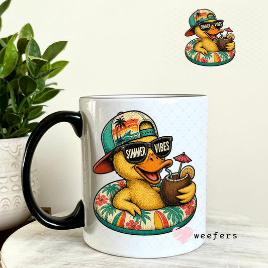 UV DTF Decal - Cool Duck Summer Vibes 11oz Coffee Mug Weefers