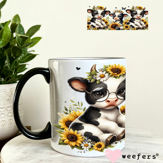 UV DTF Cup Wraps - Baby Cows and Sunflowers 11oz Coffee Mug Weefers