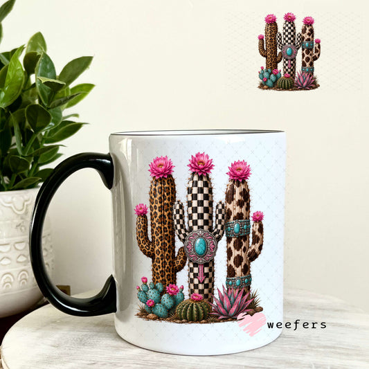 UV DTF Decal - Leopard Cactus 11oz Coffee Mug Weefers